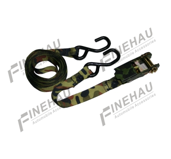 #8128 1" Camo Ratchet Tie Down with Hooks