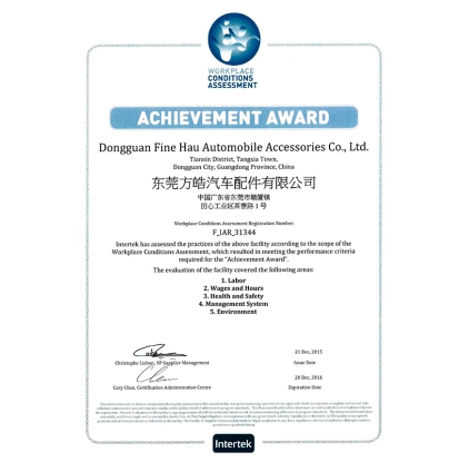 Workplace Conditions Assessment Achievement Award