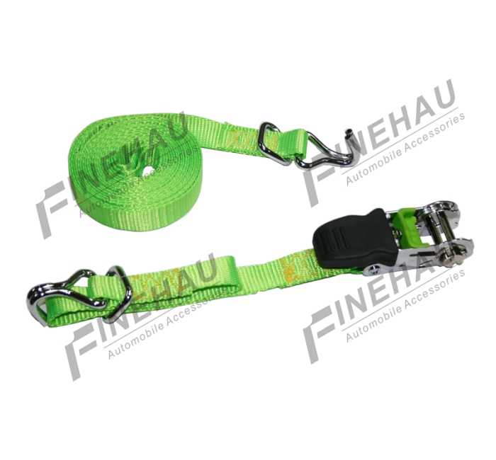 #8119 1500lbs 1" Ratchet Tie Down with Double J Hook and Ring